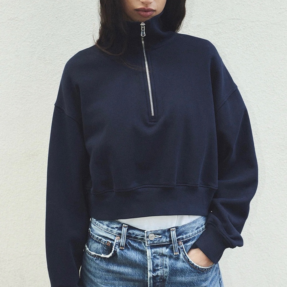 Aritizia TNA Navy Blue Half-Zip Sweater Small. Excellent condition.